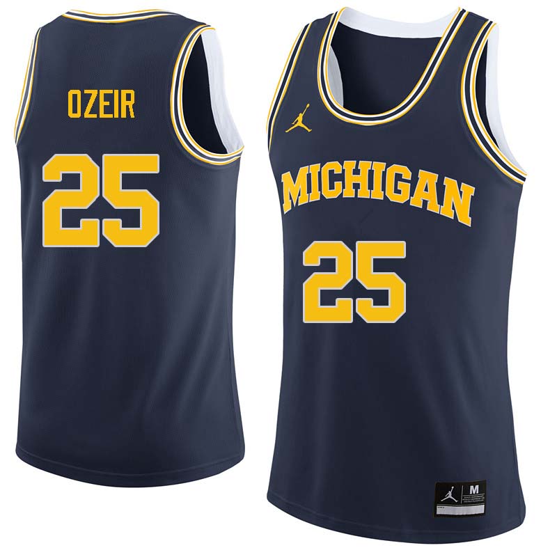 Men #25 Naji Ozeir Michigan Wolverines College Basketball Jerseys Sale-Navy